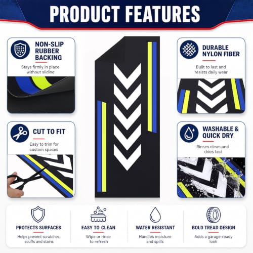 Motorcycle Garage Mat Non Slip (Arrow Style / 78 X 31 Inch)