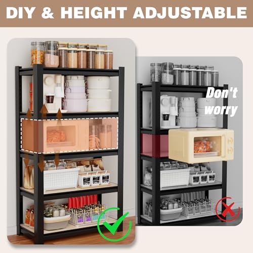 5 Tier Black Shelving with Board (Black / 24.1"W x 16.2"D x 60"H)