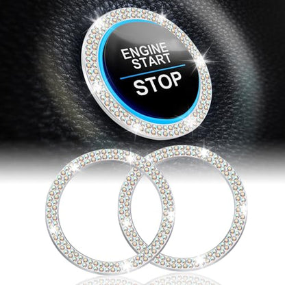 2 PCS Crystal Double Rhinestone Car Engine Start Stop Decoration Ring (Double Colorful)