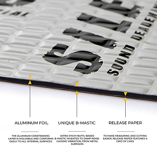 80 mil (2mm) Car Sound Deadening mat - Butyl Automotive Sound Deadener - Noise Insulation and Vibration Dampening Material 10 sqft (0.95 sqm) (10 sqft)