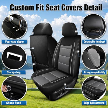Car Seat Covers 5 Seats Set for Kia K5 2021 (#018 Black&Gray / 18. K5 2021-2026-5 Seat Covers Full Set)
