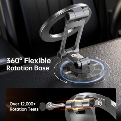 Fits MagSafe Car Mount Magnetic Phone Holder for Dash and Tesla (Titanium Silver)