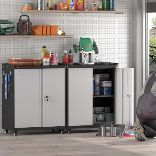 Garage Storage Cabinet with Wheels (Grey / 32"H)