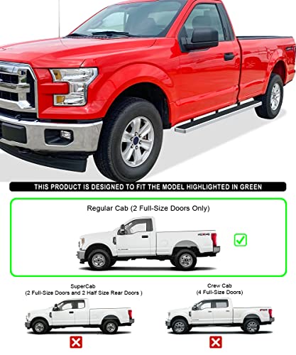 Wheel to Wheel Running Boards 5in Compatible with Ford F150 2015 (Silver / 5" W2W 6.5ft Bed)