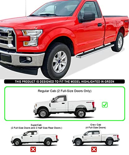 Wheel to Wheel Running Boards 5in Compatible with Ford F150 2015 (Silver / 5" W2W 6.5ft Bed)