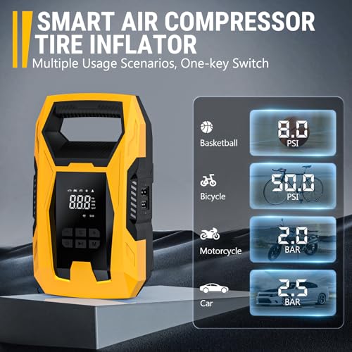 AC DC Tire Inflator Portable Air Compressor (Yellow)