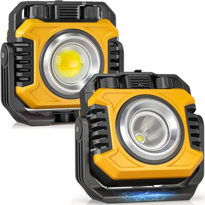 2 Pack 2400LM Magnetic Rechargeable Work Light (Yellow)