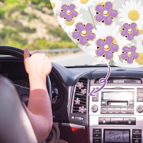 6 Pcs Daisy Vent Clips for Car (Purple / 1 Count (Pack of 6))