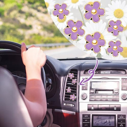 6 Pcs Daisy Vent Clips for Car (Purple / 1 Count (Pack of 6))