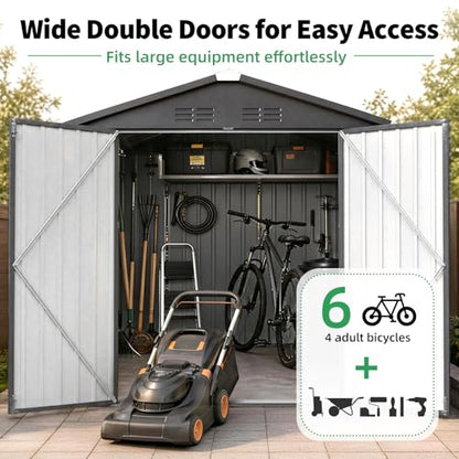 6' x 8' Outdoor Metal Storage Shed (Dark Grey / 6x8)
