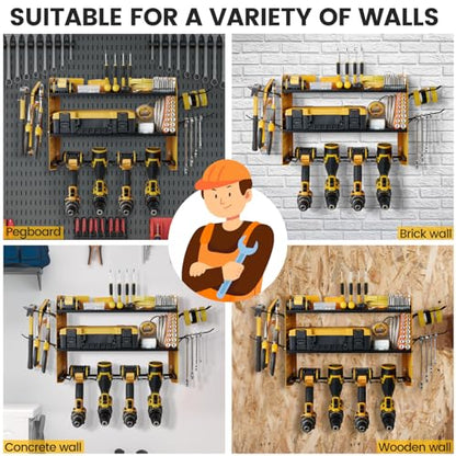 Power Tool Organizer Wall Mount (3-Layer without Charging Station / Yellow)