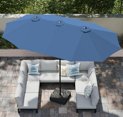 15ft Large Outdoor Patio Umbrella with Base Included (Haze Blue)