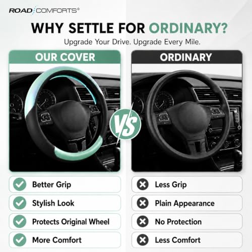 Steering Wheel Cover (Black&Light Blue)