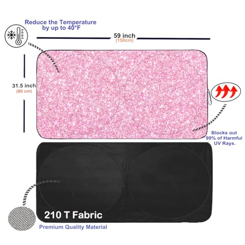 Windshield Sun Shade for Car Front Window Cover Sunshades Visor Automotive Sun Shield for Compact Sedan (Pink / Standard)