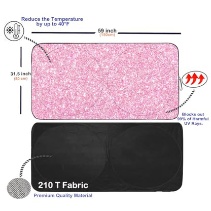 Windshield Sun Shade for Car Front Window Cover Sunshades Visor Automotive Sun Shield for Compact Sedan (Pink / Standard)