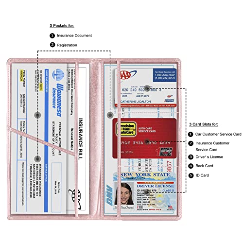 Car Registration & Insurance Card Holder (Rose Gold)