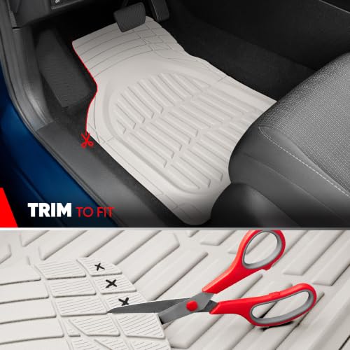 MotorTrend FlexTough White Car Floor Mats Rubber All Weather Automotive 2pc (2pc Front (Sedan, Compact) / White)