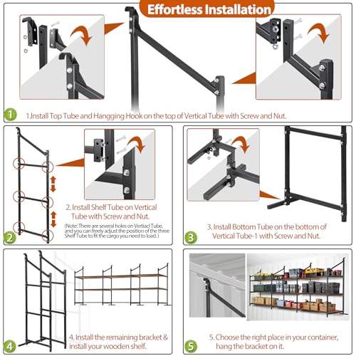 Shipping Container Shelving Storage Bracket 4Pcs Heavy Duty Cargo Shipping Container Shelf Shelving Brackets Universal (4 Pieces)
