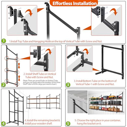 Shipping Container Shelving Storage Bracket 4Pcs Heavy Duty Cargo Shipping Container Shelf Shelving Brackets Universal (4 Pieces)