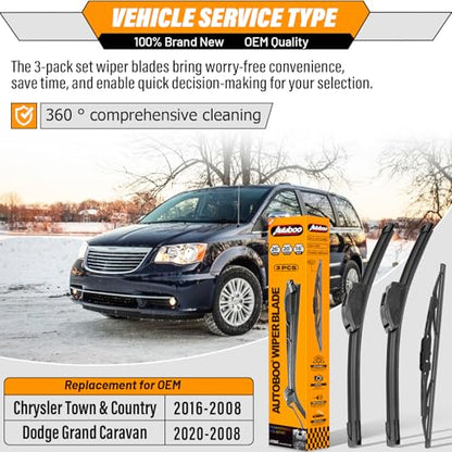 Windshield Wiper Blade Replacement for Dodge Grand Caravan (26"+20"+16")