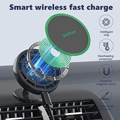 Magnetic Wireless Car Charger Mount Compatible with Magsafe iPhone 15