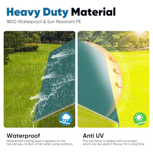 10x20 ft Heavy Duty Car Canopy Galvanized Frame Carport Outdoor Party Tent Boat Shelter with 3 Reinforced Steel Cables (Green / 10'x20')
