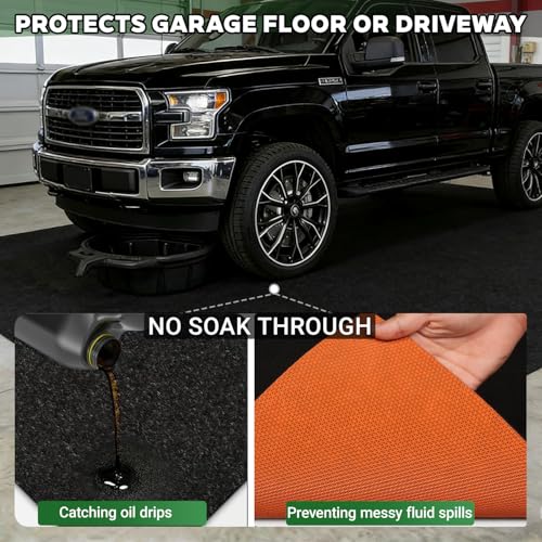 Oil Car Mat for Garage Floor Large 8MM Thick Heavy Duty Rubber Back (98"L x 79"W x 0.3"Th)