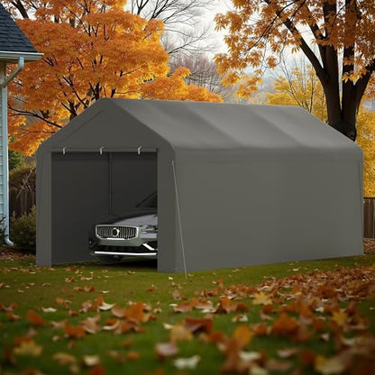 Carport 10‘ x 20’ Garage Car Canopy w (Gray / 10' x 20' /with side)