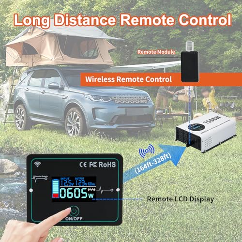 1500W Pure Sine Wave Power Inverter 12V to 120V AC (1500W-Wireless / 12V)