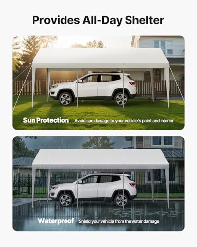 Carport 10 x 20 FT Outdoor Car Canopy (White / 10x20ft)