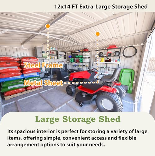 Outdoor Storage Shed (12x14 Ft-with window / Gray)