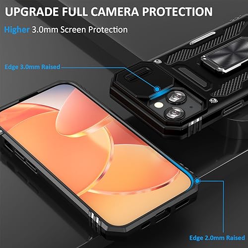 Heavy Duty Phone Case for 15 Plus Case with Slide Camera Cover Black (★ iPhone 15 Plus 【6.7 inches】 / Black)