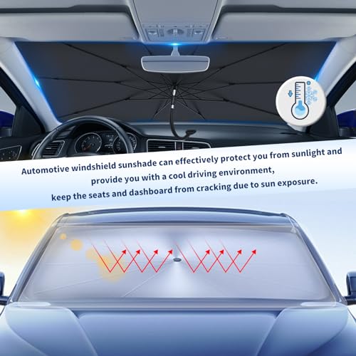 2026 Upgraded Car Windshield Sun Shade Umbrella Foldable Sunshade UV Block (L)