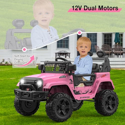 12V Kids Electric Ride On Truck Car w (Pink)