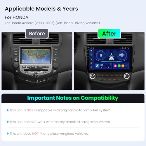 10.1" Android 14 Car Stereo for Honda Accord 7th 2003