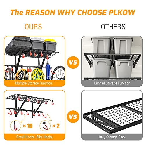 Garage Wall Shelving with Bike Hooks (4-pack)