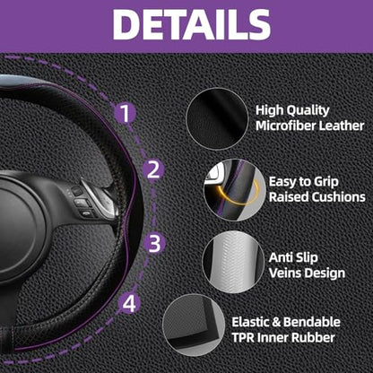 10 Pcs Car Floor Mats Full Set Car Accessories (Car Floor Mats Set / Purple Line)