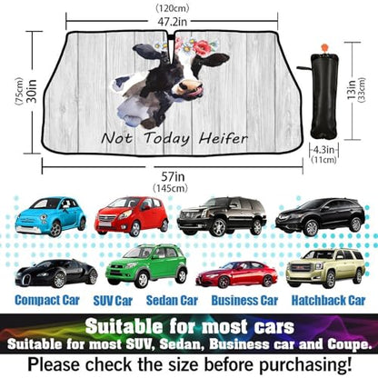 Cow Cattle Car Windshield Sun Shade Umbrella Sunshade Block UV Rays Sun Visor Protector Auto Windshield Sunshade to Keep Vehicle Cool for Cars Trucks & Suvs 57 X 30 in (57'' X 30'' / ylzys-3)