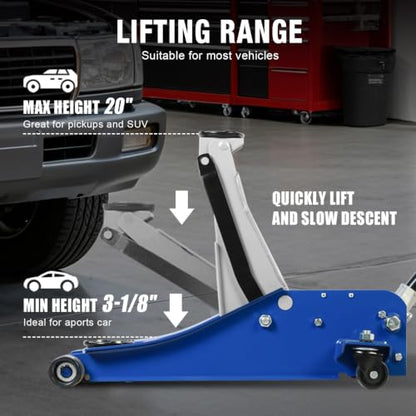 6600LBS Floor Jack (3 Ton Dual Pump / Blue)