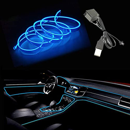 El Wire Blue Interior Car LED Strip Lights (Blue / 5 M)