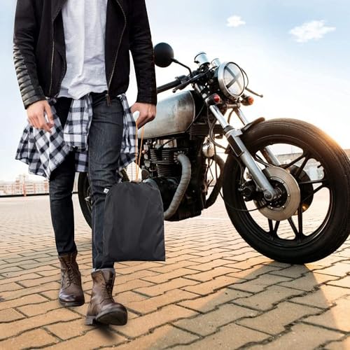 Motorcycle Cover 300D Oxford Motorcycle Covers Waterproof Outdoor Storage Fit up to 110 inch Sportster Road King Street Glide Honda Goldwing Vulcan Yamaha (Black & Orange 1 / XXXXL (108" x 37" x 55"))