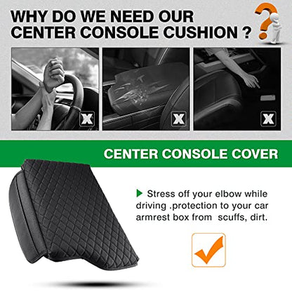 Custom Fit for Center Console Cover Hyundai Palisade 2020 2021 2022 2023 2024 2025 2026 Armrest Cover Center Console Pad PU Leather Armrest Seat Box Cover Protector with Pockets Storage Bag (For Hyundai Palisade 2020-2026)