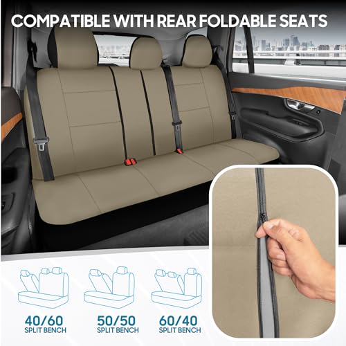 PolyPro Car Seat Covers Full Set in Solid Beige (Solid Beige)