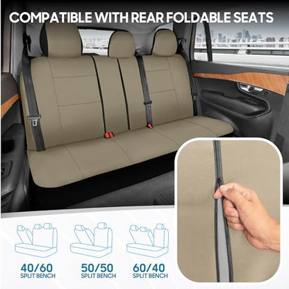 PolyPro Car Seat Covers Full Set in Solid Beige (Solid Beige)