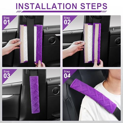 2 Pack Universal Car Seat Belt Pads Cover for A More Comfortable Driving (purple)
