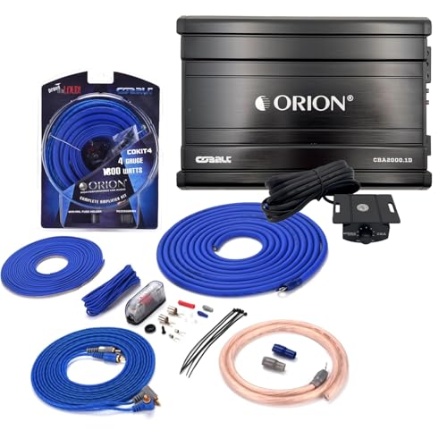 CBA2000.1D Monoblock Class D Amp & COKIT4 4GA Wiring Kit Bundle (GREY / 1-Ch 2000W + Amp Kit)