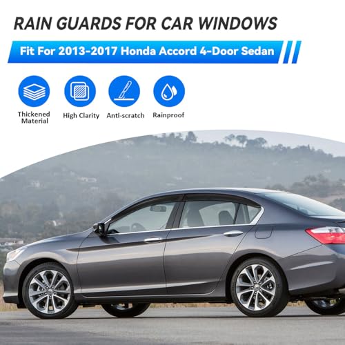 4pcs Window Visors Rain Guards for 2013 (2013-2017 Accord)