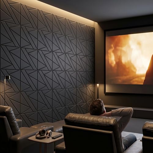 12in Acoustic Panels for Walls (8 Pack-12×12in / Black)