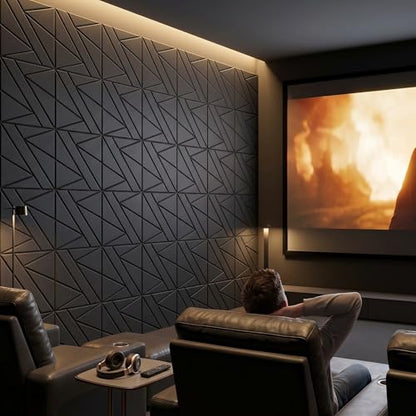 12in Acoustic Panels for Walls (8 Pack-12×12in / Black)