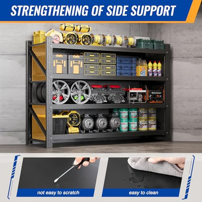 60" W Storage Shelves 5000lbs Garage Metal Shelving Heavy Duty Garage Shelves Adjustable Storage Shelves for Industrial (Black / 60" W X 24" D X 70" H)